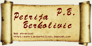Petrija Berkolivić vizit kartica